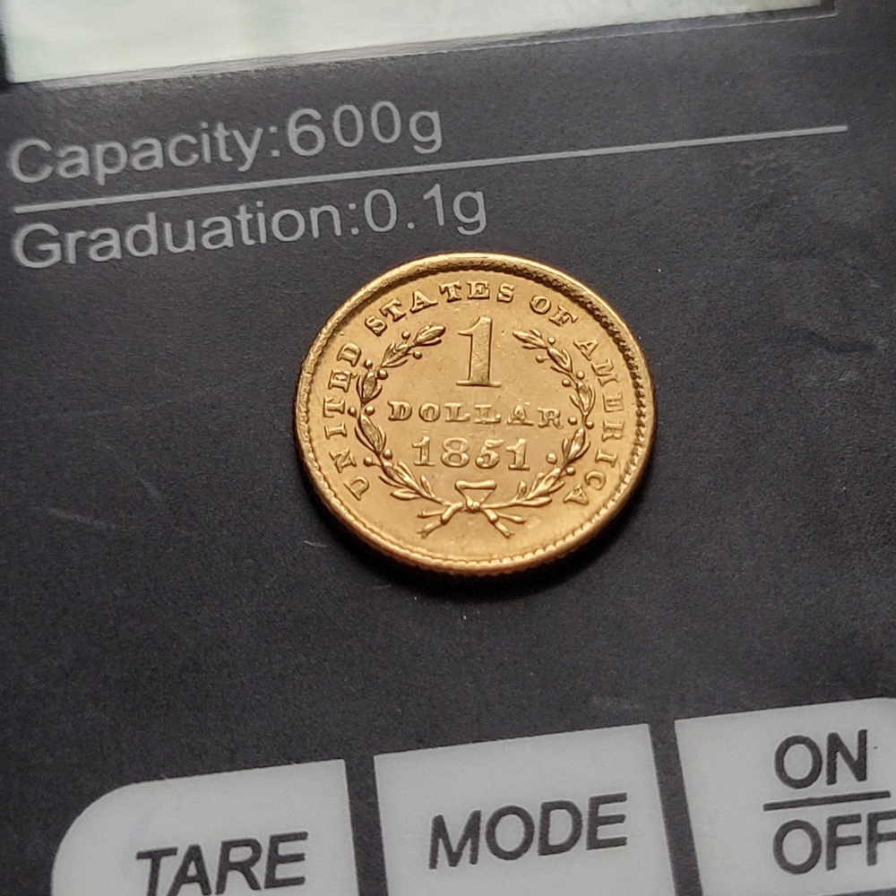1851 Gold 1 Dollar coin